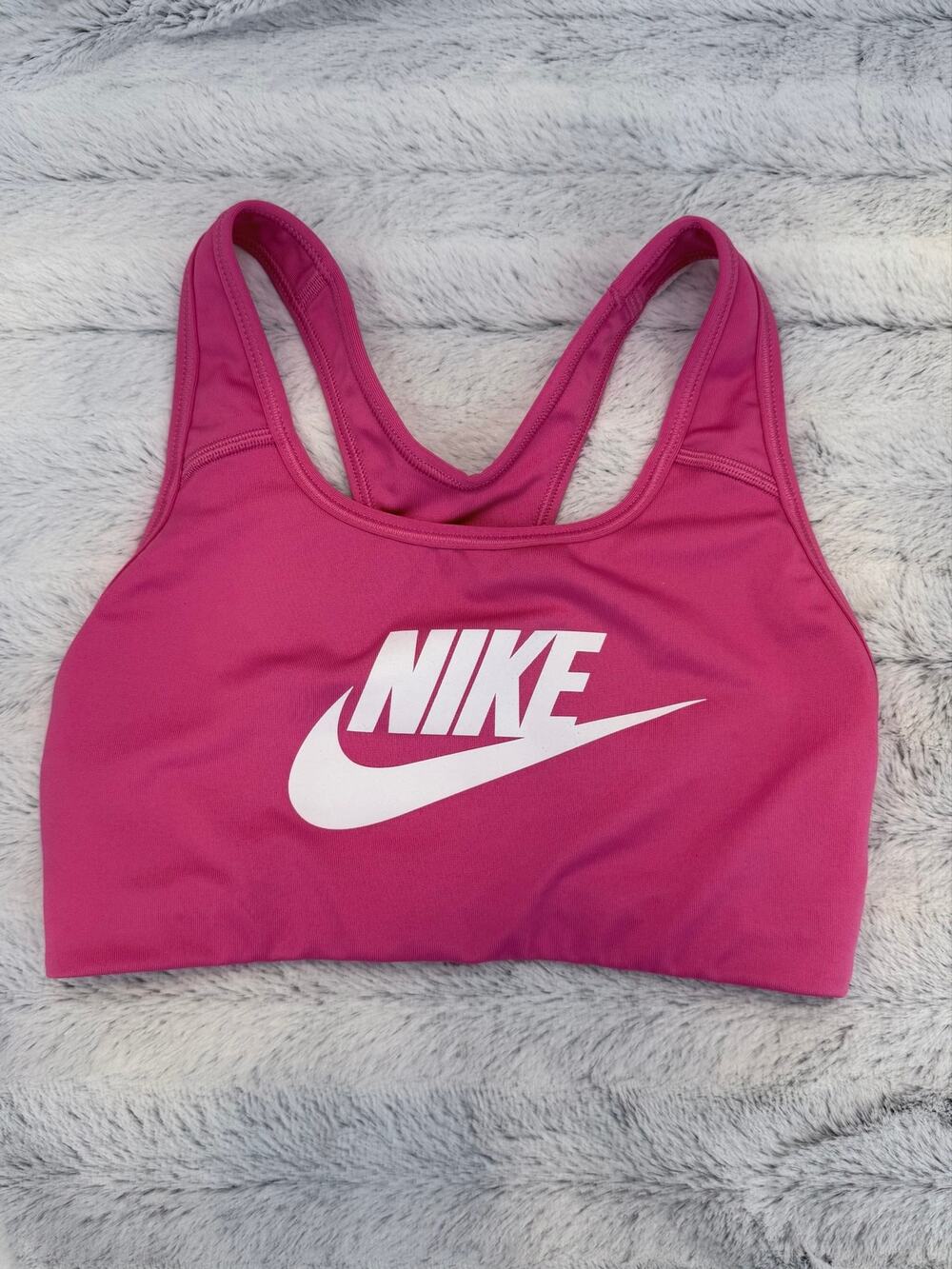 Nike Dri-FIT Pink Racerback Sports Bra Women’s XS White Logo